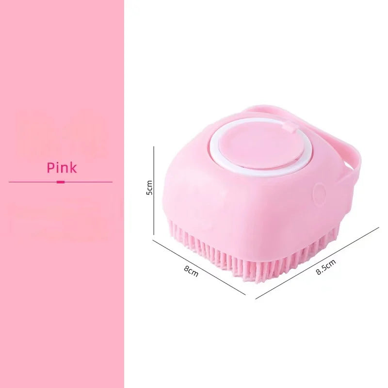 Pet Dog Shampoo Brush 2.7Oz 80Ml Cat Massage Comb Grooming Scrubber for Bathing Short Hair Soft Silicone Rubber