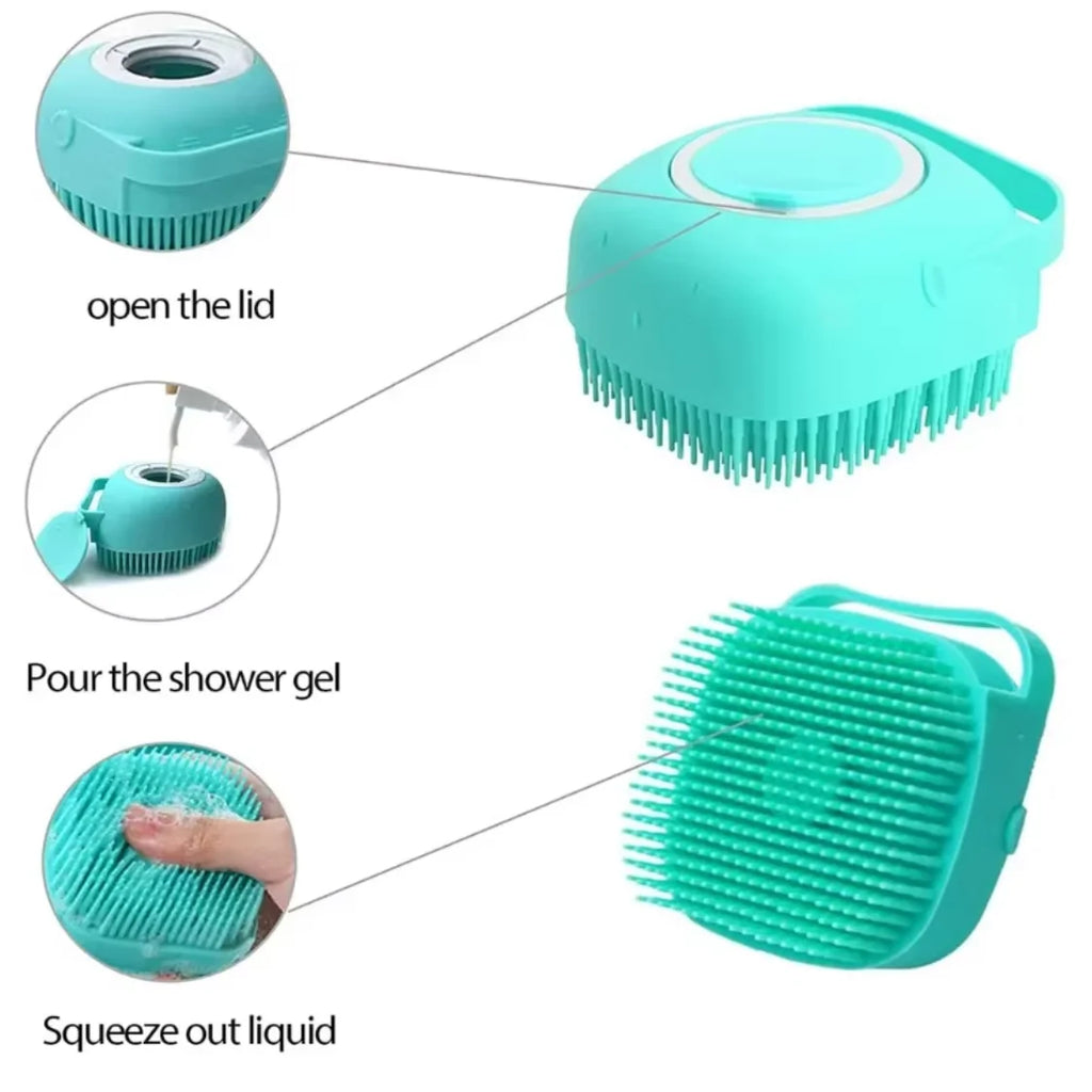Pet Dog Shampoo Brush 2.7Oz 80Ml Cat Massage Comb Grooming Scrubber for Bathing Short Hair Soft Silicone Rubber
